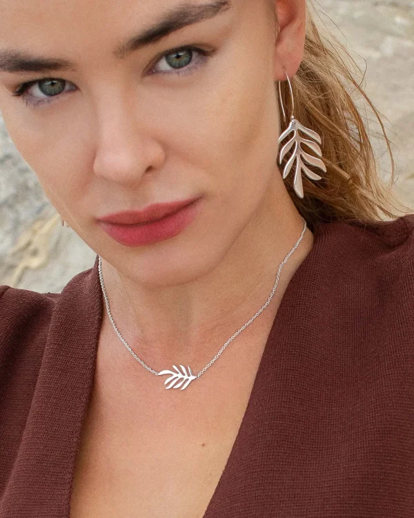 Autumn Leaf single necklace silver