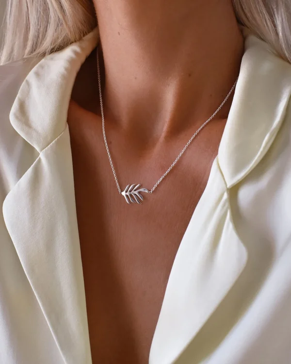 Autumn Leaf single necklace silver