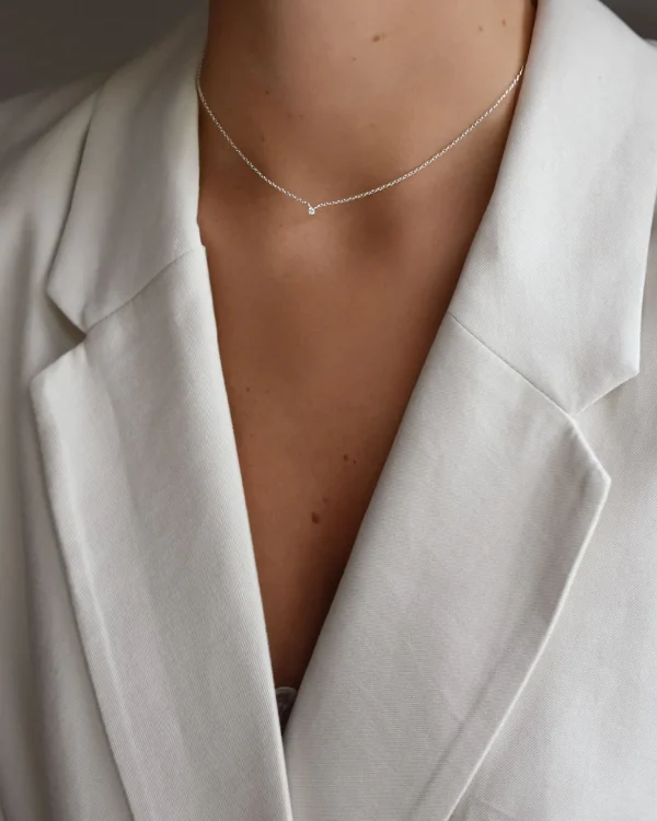 Diamond Sky drop necklace silver