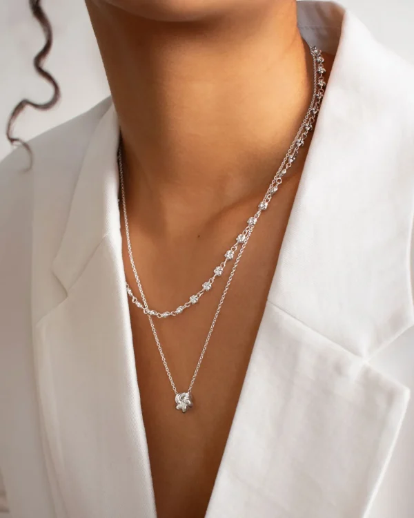 Empower drop chain necklace silver
