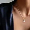 Leaf drop necklace silver