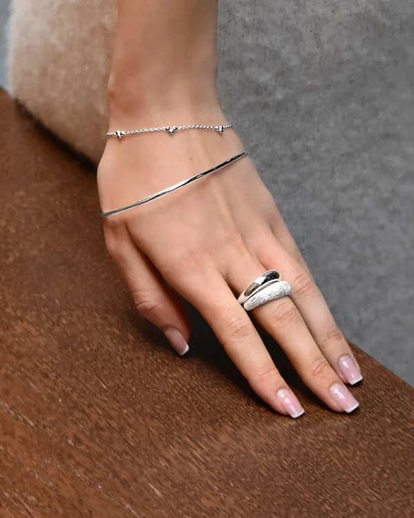 Stardust ring polished silver