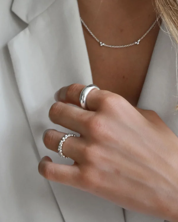 Stardust ring polished silver